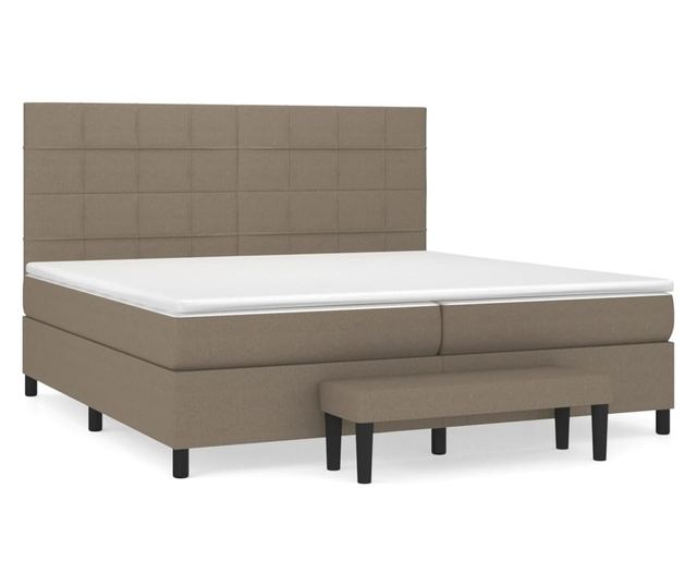 Боксспринг легло с матрак, таупе сиво, 200x200 см, текстил