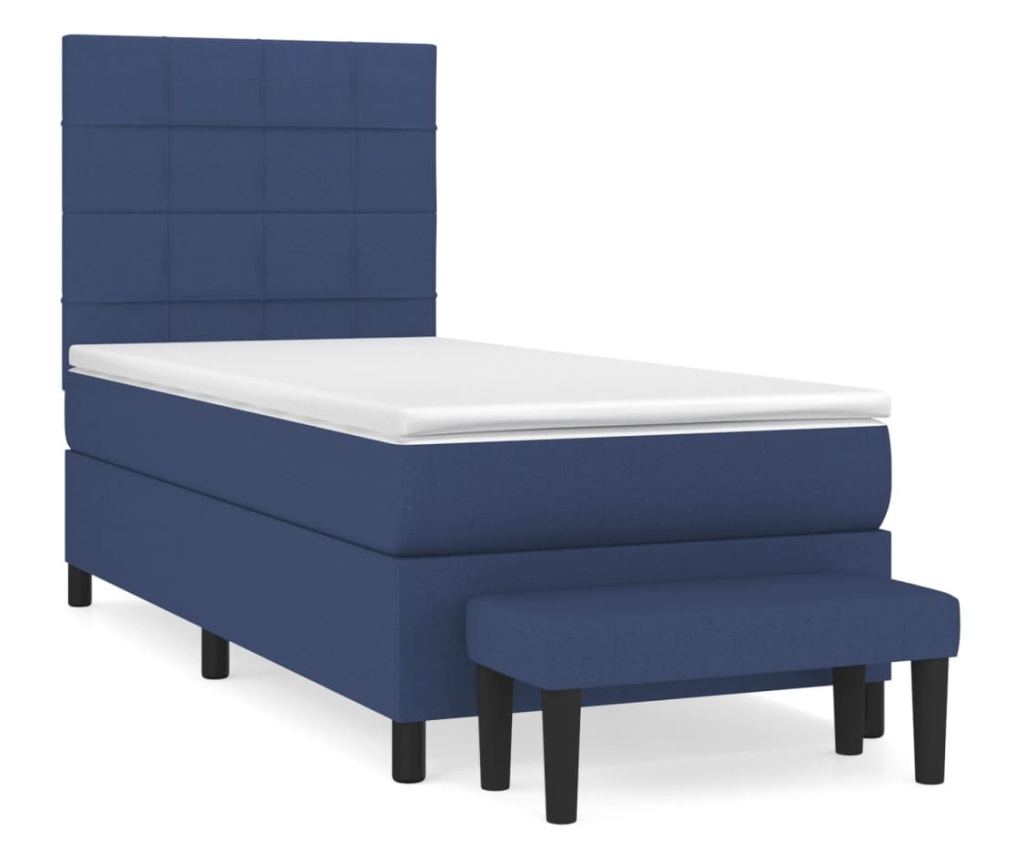 Боксспринг легло с матрак, синьо, 100x200 см, текстил - 2