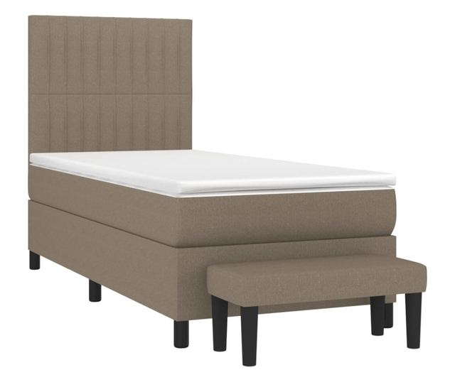 Боксспринг легло с матрак, таупе сиво, 100x200 см, текстил