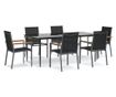 Градински комплект мебели, 7 части, Черен, Текстилен и Стомана thumbnail 2