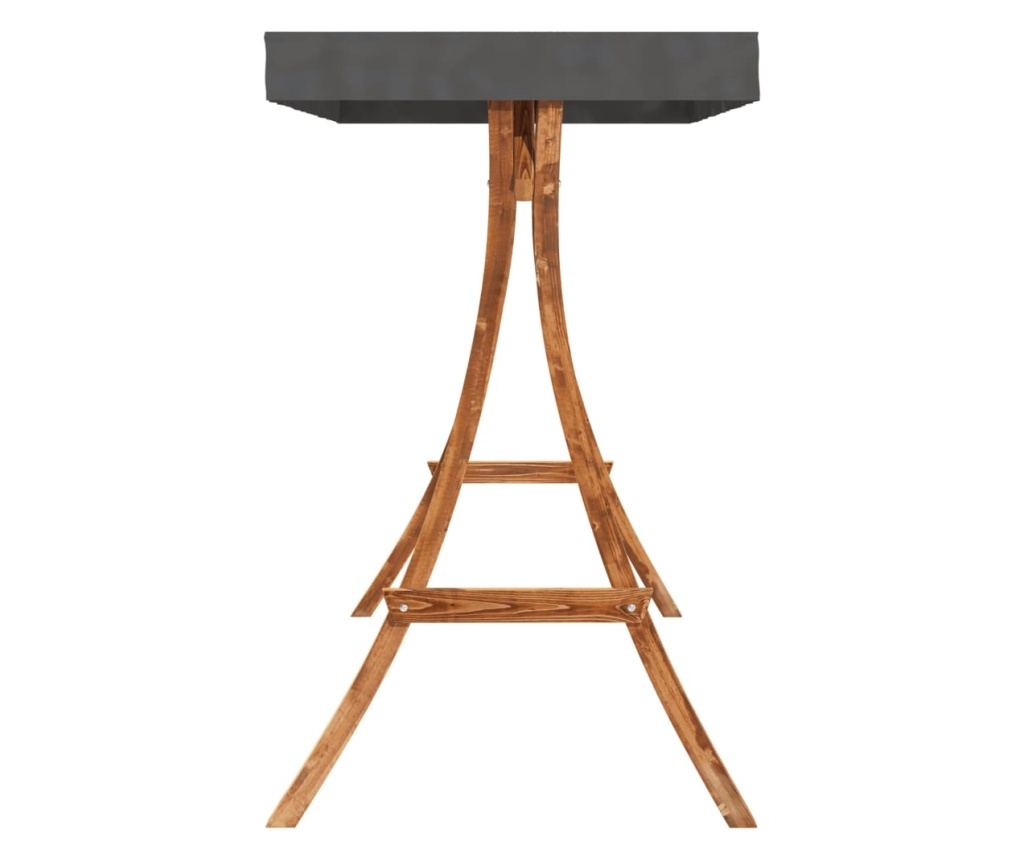 Дървен люлеещ се стол с възглавница и сенник, масивна смърчова дървесина - 6