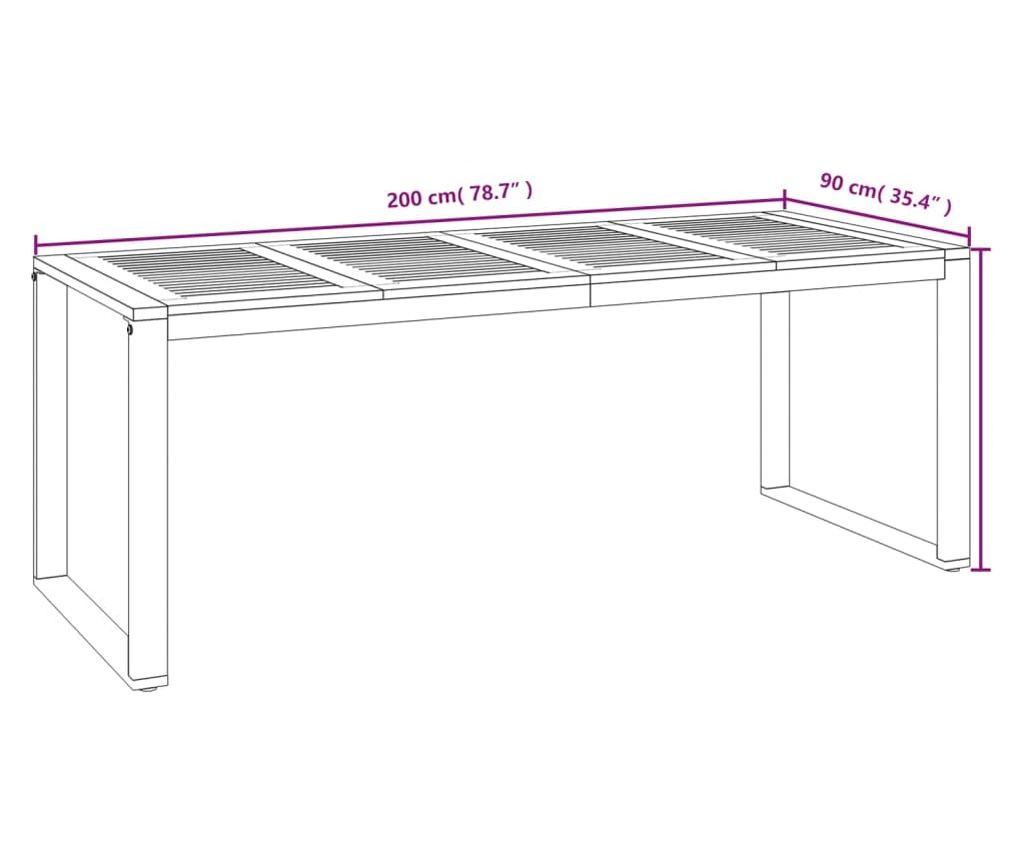 Градински комплект мебели, 9 части, масивно акациево дърво и метал - 8