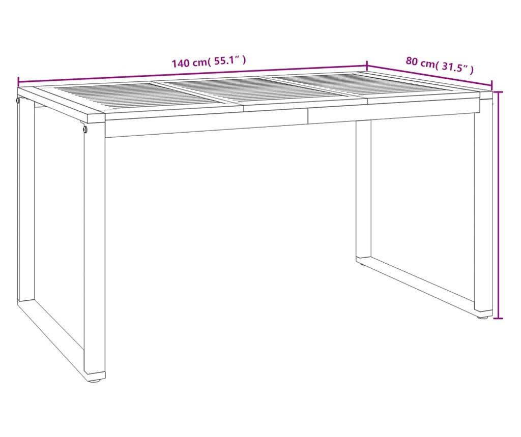 Градински комплект мебели, 5 части, масивна акациева дървесина и метал - 8