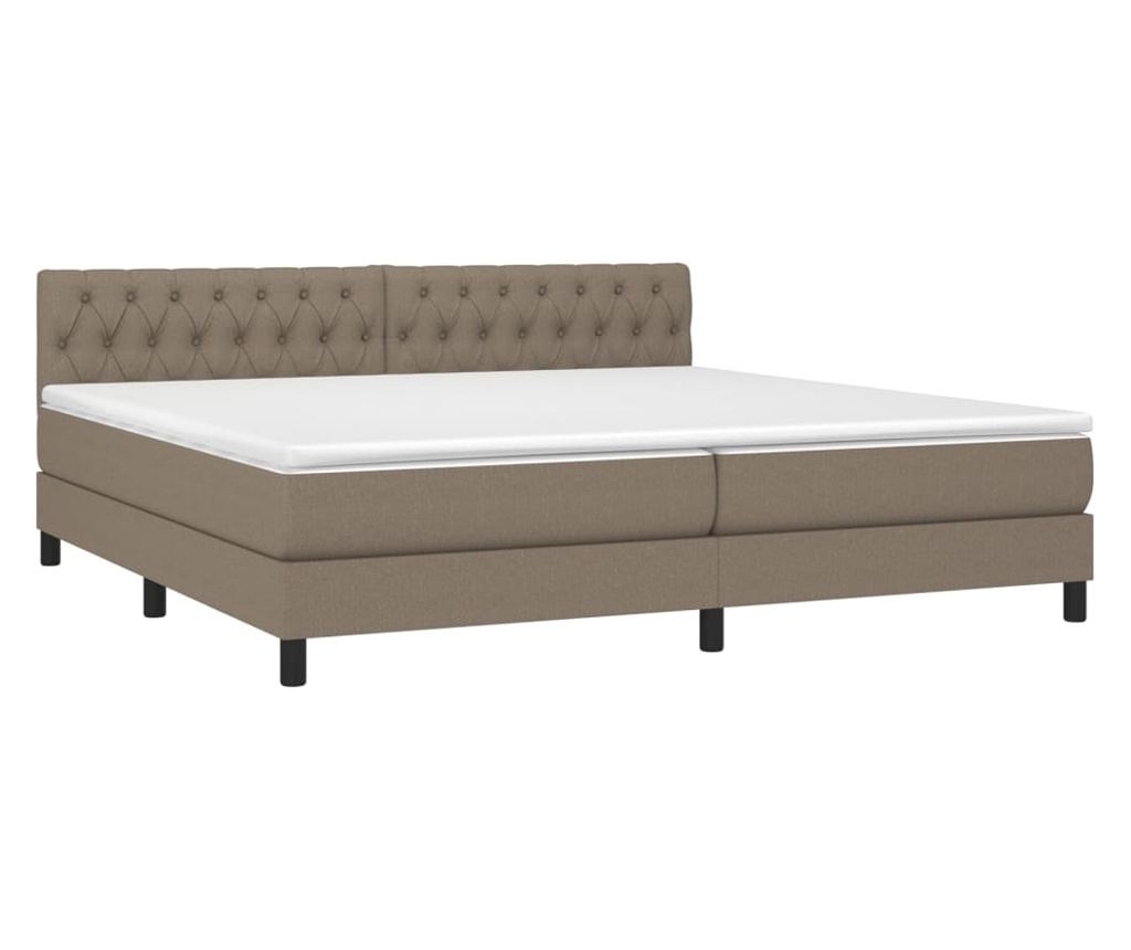 Легло с пружини, матрак и LED, тъмносиво, 200x200 см, текстил - 3