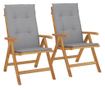 Сгъваеми градински столове с възглавници, 2 бр., Масивно тиково дърво thumbnail 2