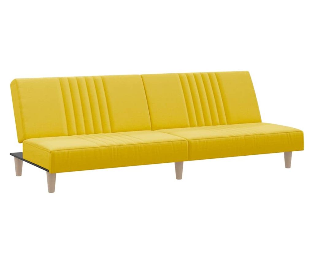 Разтегателен диван, светло жълт, текстилна материя - 2