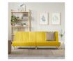 Разтегателен диван, светло жълт, текстилна материя thumbnail 1