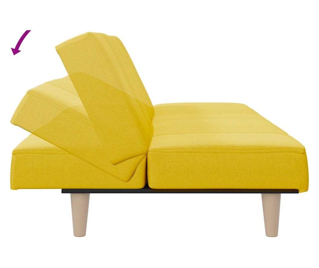 Разтегателен диван, светло жълт, текстилна материя - 8