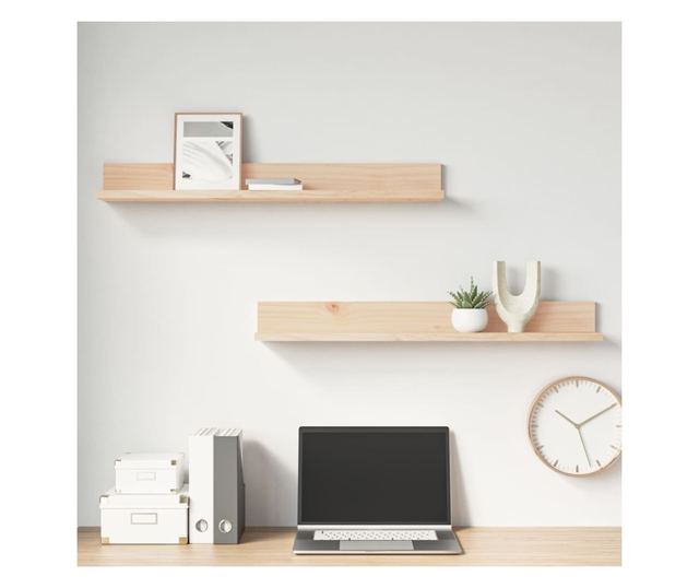 Стенни рафтове, 2 бр., 80x11x9 см, масивна борoва дървесина