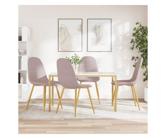 Kuhinjski stoli, komplet 4, roza, žamet