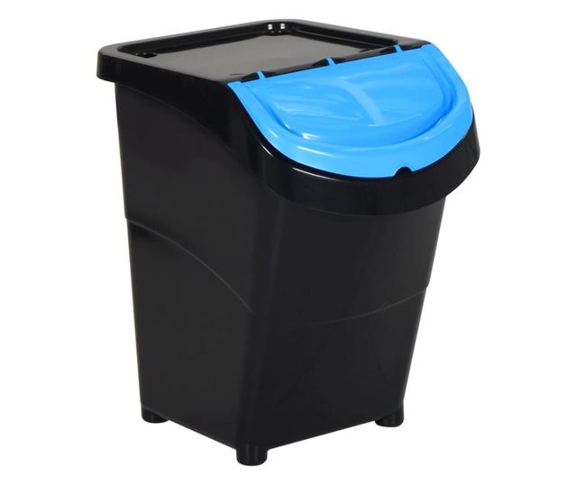 Сгъваеми контейнери с капаци, 3 бр., Черен, 120 л, PP