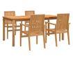 Комплект градински мебели за хранене, масивна тикова дървесина, 5 части thumbnail 2