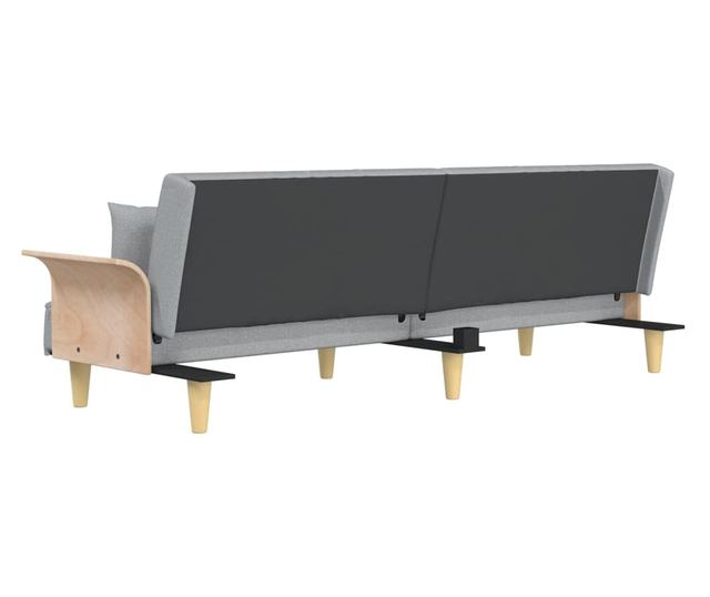 Kanapa rozkładana z podłokietnikami, jasnoszara, tekstylna