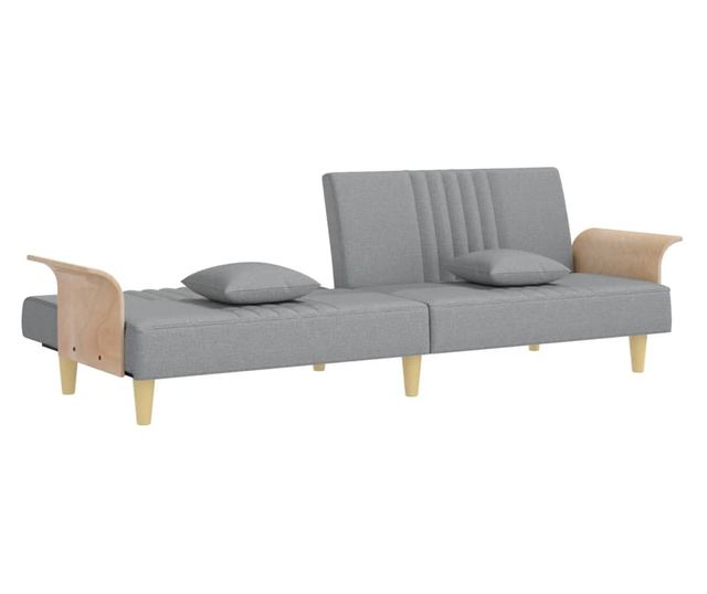 Kanapa rozkładana z podłokietnikami, jasnoszara, tekstylna