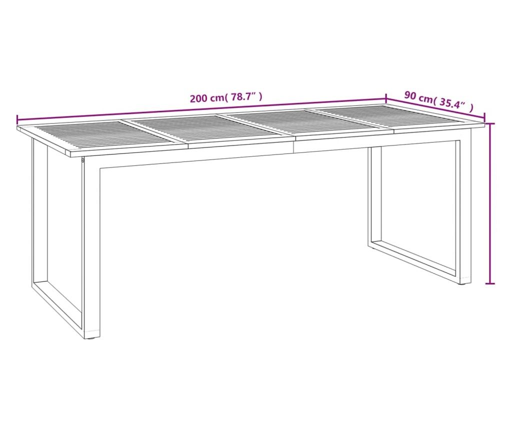 Градински комплект мебели, 7 части, масивна акациева дървесина и метал - 8
