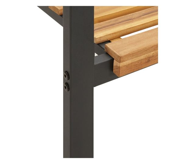 Градински столове за подреждане, 2 бр., масивно акациево дърво и метал