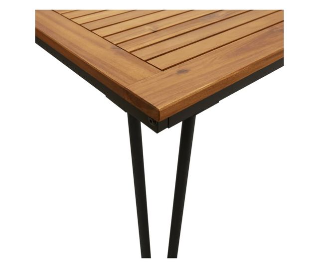 Градински комплект мебели, 7 части, масивно акациево дърво и метал