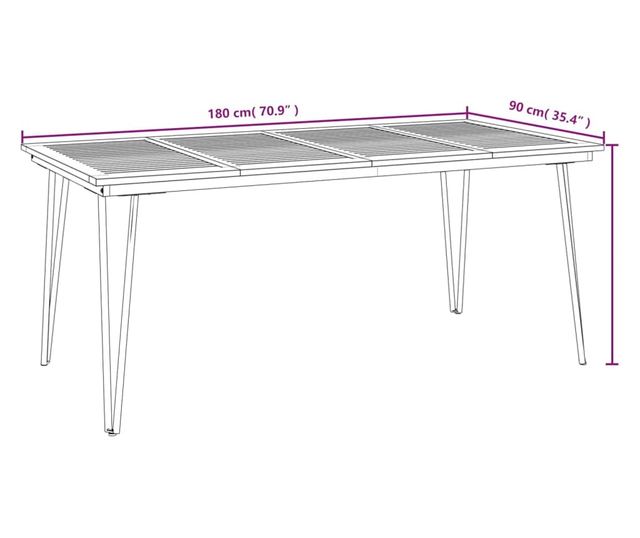 Градински комплект мебели, 7 части, масивно акациево дърво и метал