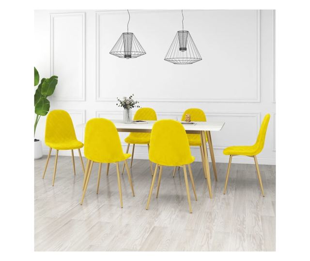 Jedilni stoli, komplet 6, gorčično rumena, žamet