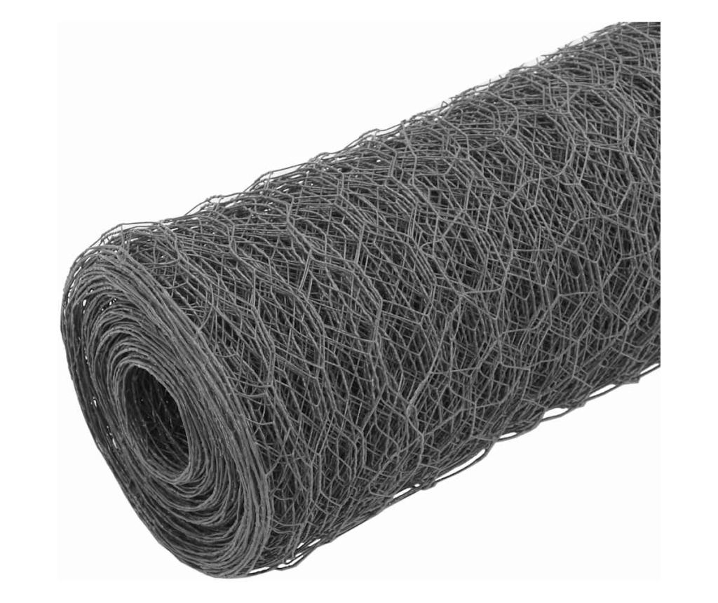 Кокошкарска мрежа, стомана с PVC покритие, 25х1,2 м, сива - 2