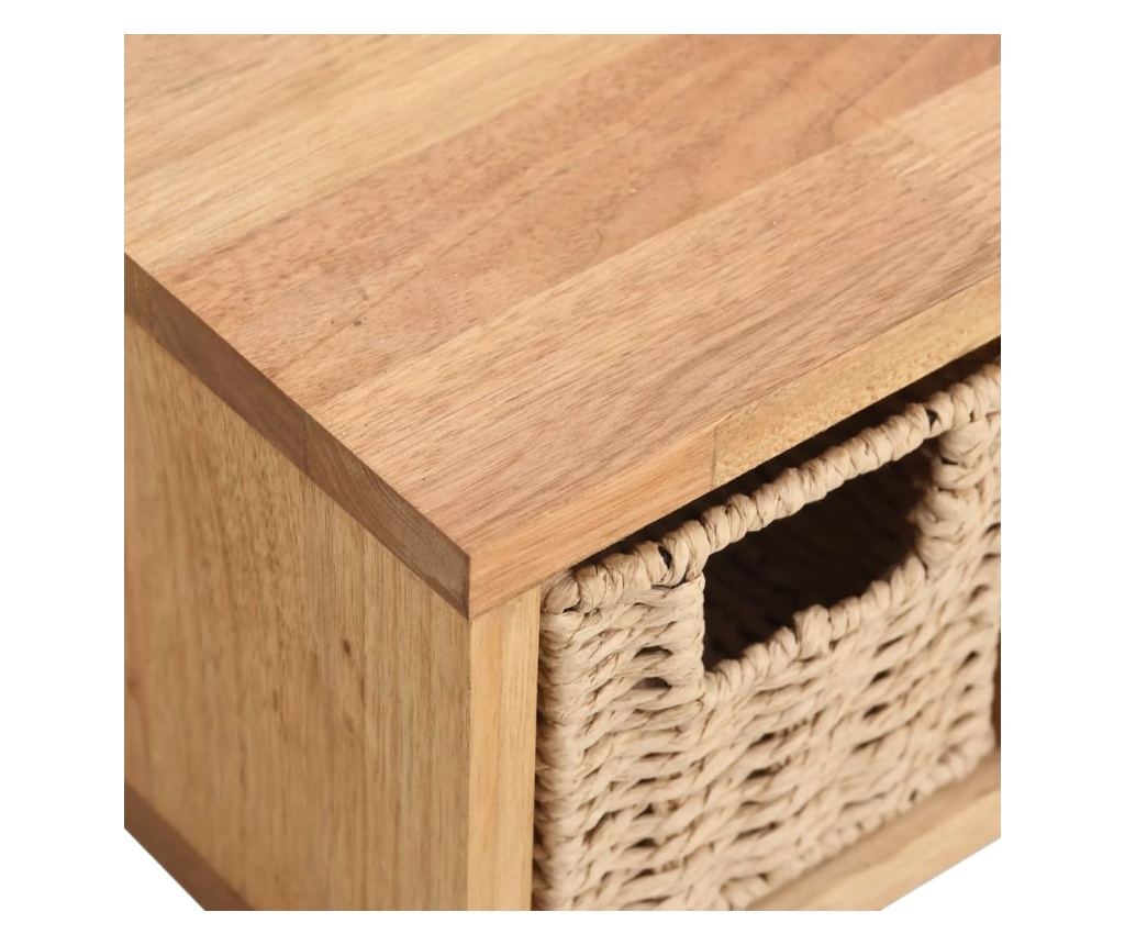 Стенен рафт с кошници, 62x18x16 см, масивно дърво орех - 5
