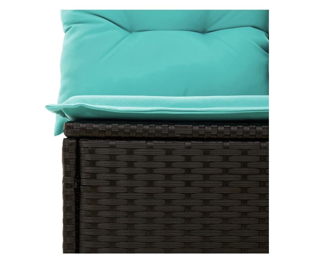 Градински диван с възглавници 2-местен черен полиратан - 7