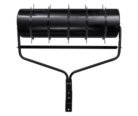 vidaXL Tăvălug gazon de grădină, cleme de aerisire, negru, 63 L, fier