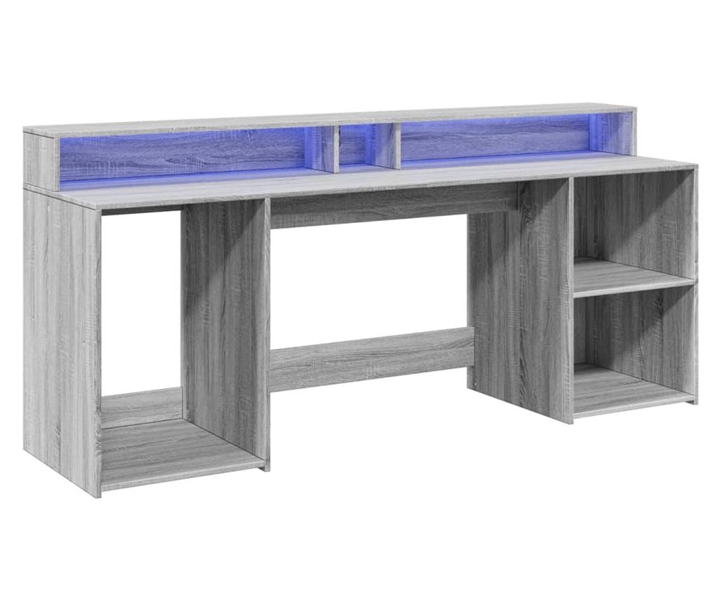 Psací stůl s LED šedý sonoma 200 x 55 x 91 cm kompozitní dřevo - 5