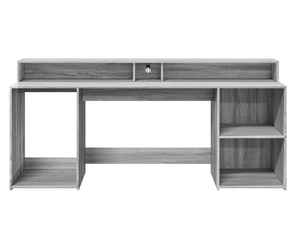 Psací stůl s LED šedý sonoma 200 x 55 x 91 cm kompozitní dřevo - 6