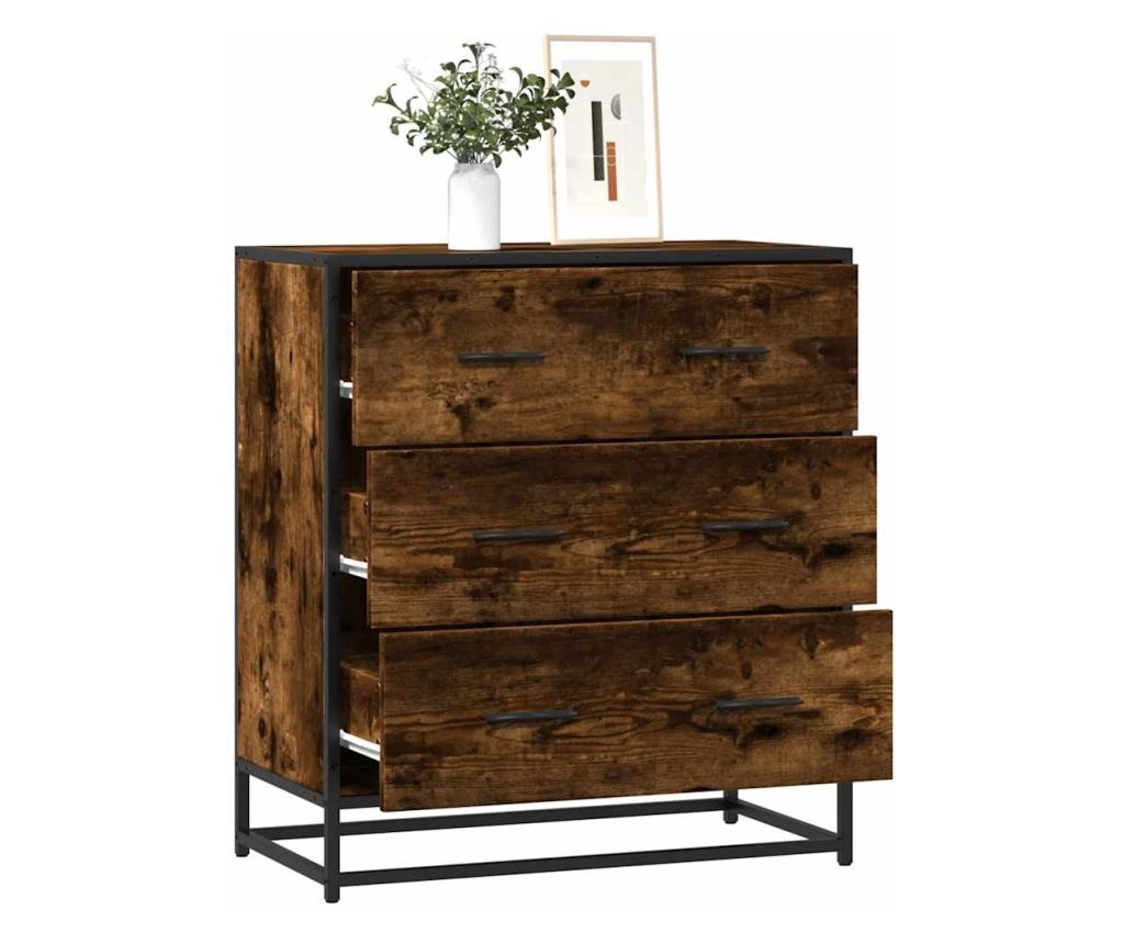 Шкаф опушен дъб 68x35x76 cm Изработена дървесина и метал - 2