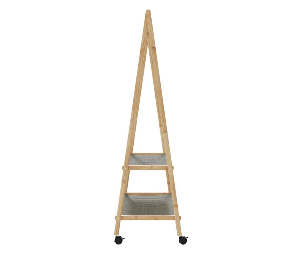 vidaXLL Стелаж за дрехи с рафтове и колела 96x45,5x155,5 cm Бамбук - 5