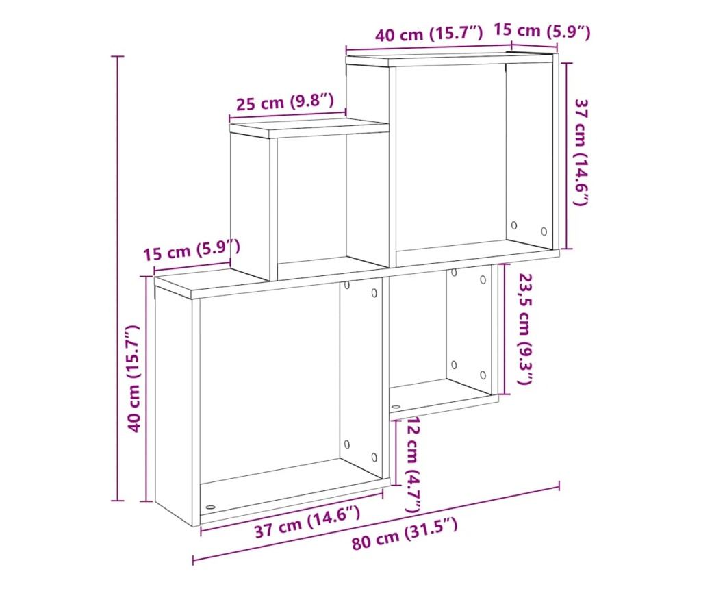 стенна етажерка Artisan Oak 80x15x78,5 cm инженерна дървесина - 9
