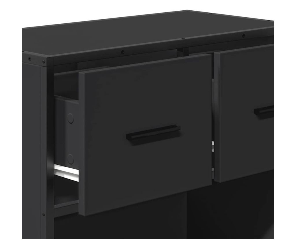 Нощно шкафче черен 60x31x60 cм Изработена дървесина и метал - 9