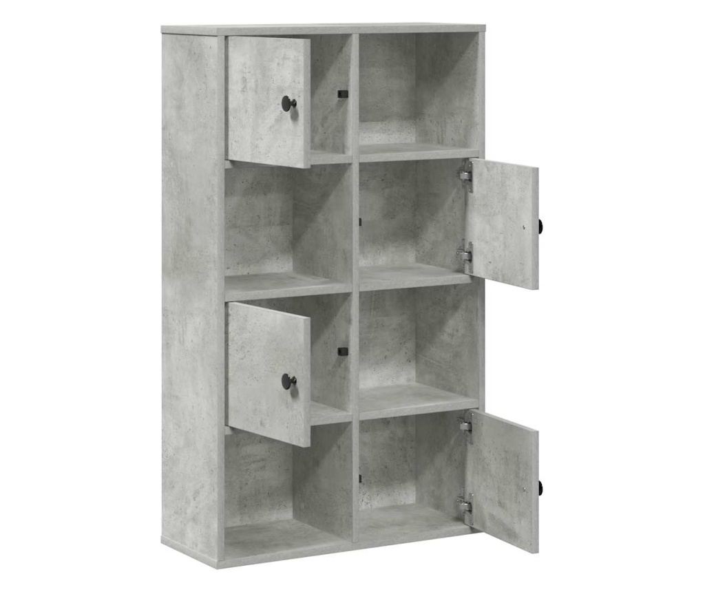 Библиотека, бетонно сива, 60x24x101,5 см, инженерно дърво - 5