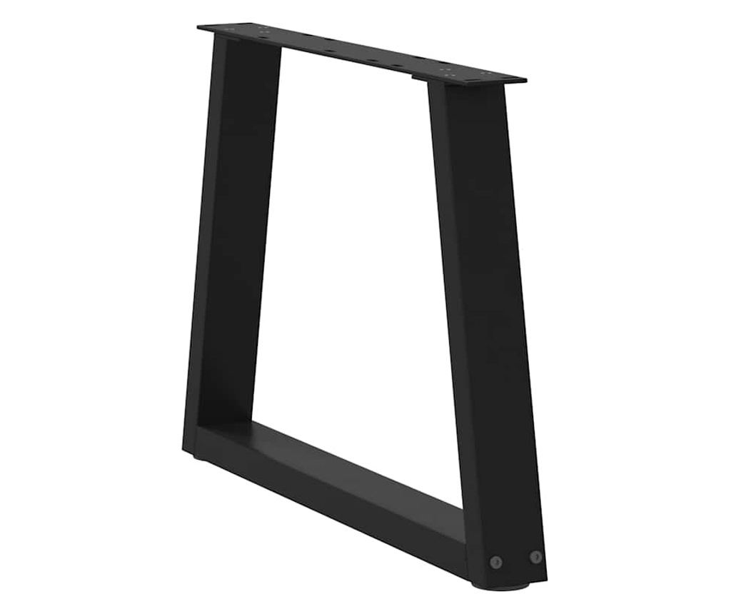 Крака за масичка за кафе, V-образни, 2 бр., черни, 70 x (42-43,3) см, стомана - 3