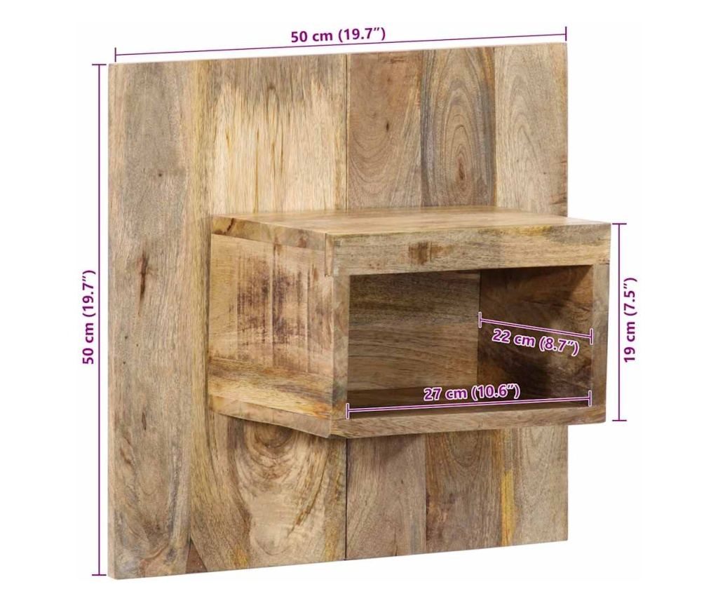 Нощно шкафче 50x27x50 cm Масивна груба дървесина Манго - 10