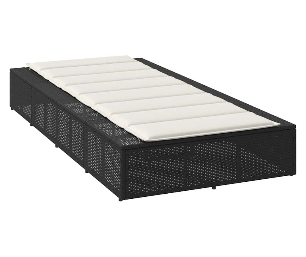 Шезлонг с плаваща възглавница Black Poly Rattan - 5