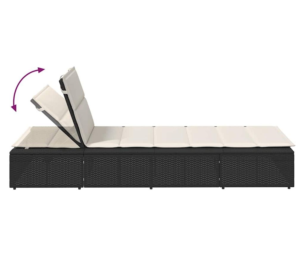 Шезлонг с плаваща възглавница Black Poly Rattan - 9