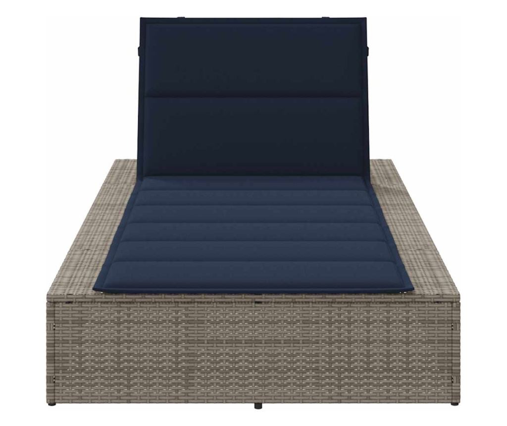Шезлонг с плаваща възглавница Grey Poly Rattan - 4