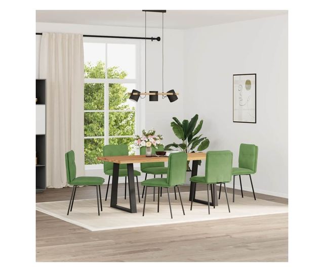 Jedilni stoli, komplet 6, svetlo zelena, žamet