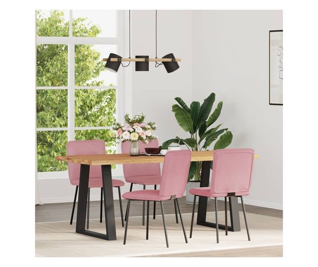 Jedilni stoli, komplet 4, roza, žamet