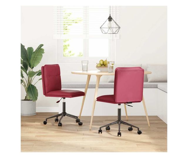 Jedilni stoli, 2 kosa, vinsko rdeči, umetno usnje