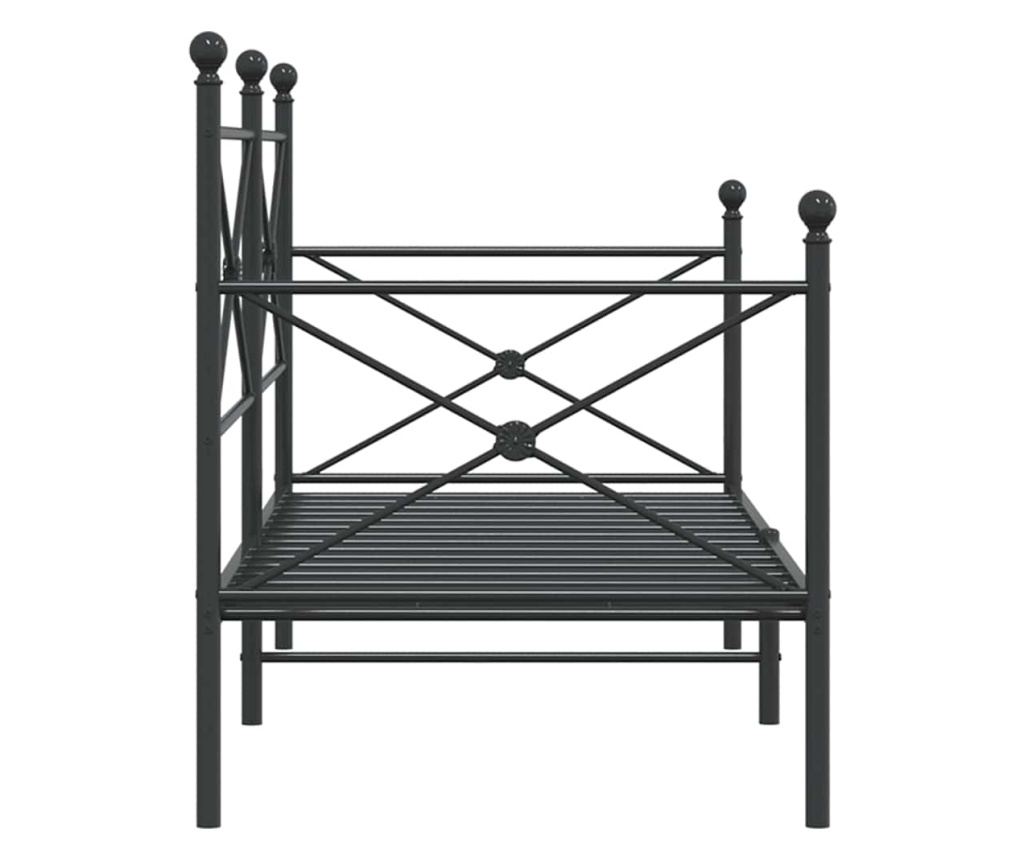 Дневно легло без матрак Черно 90x200 cm Стомана - 6