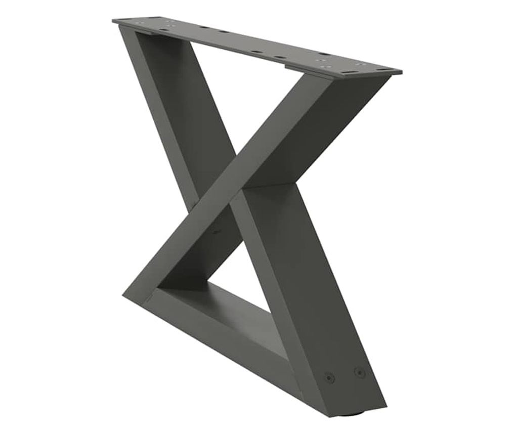 Крака за масичка за кафе, 2 бр., антрацит, 60x(30-31,3) см, стомана - 2