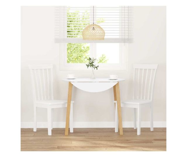 Jedilni stoli 2 kosa masiven kavčukov les bel