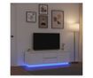 ТВ шкаф с LED осветление, бял, 160,5x41x50 см thumbnail 2