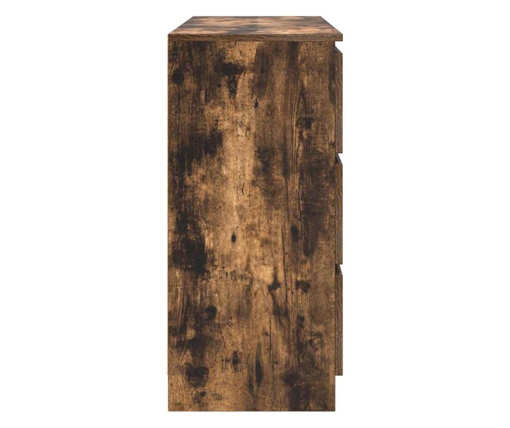 Сайдборд, опушен дъб, 100x35x76 см, инженерно дърво - 7