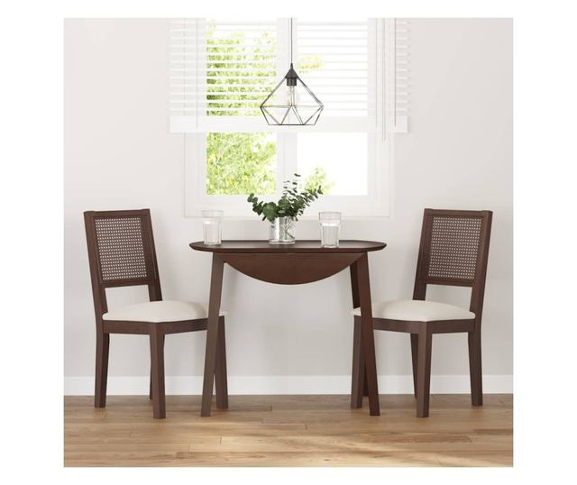 Jedilni stoli z blazinami, 2 kosa, masiven kavčukovec, rjavi