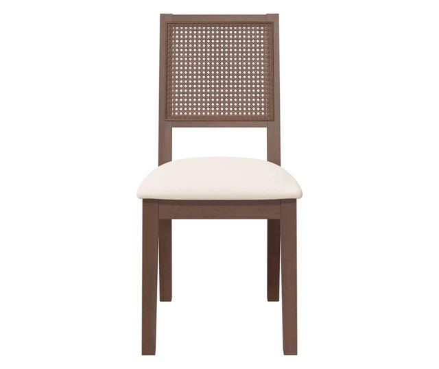 Jedilni stoli z blazinami, 2 kosa, masiven kavčukovec, rjavi