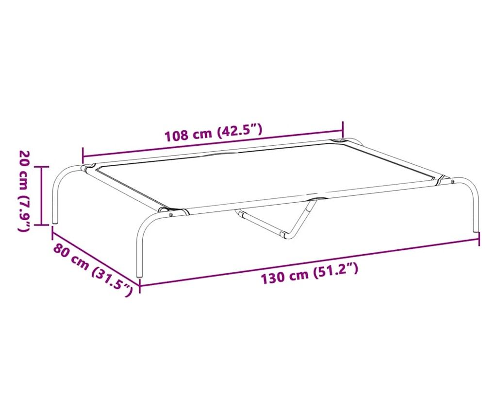 Повдигнато легло кучета черно 130x80x20 cm Текстилен и стомана - 8